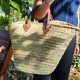 Panier tressé sac cabas de plage en feuilles de palmier naturel avec poignées en cuir