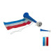 Trompette corne de brume avec drapeau tricolore bleu/blanc/rouge France