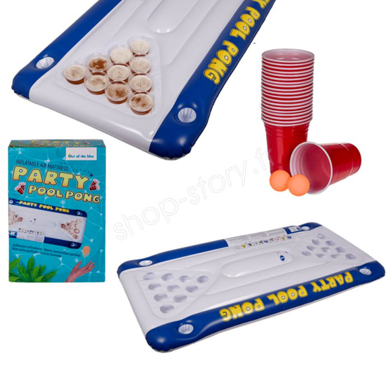 Table De Bière Pong Gonflable Pour Piscine - 150x58 Cm - Jeu Extérieur Pour Fêtes