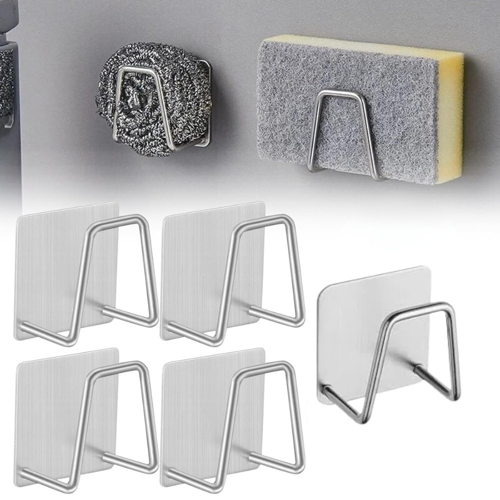 Lot De 6 Porte-éponges Auto-adhésifs Inox - Design En U étanche Pour Cuisine Et Salle De Bain