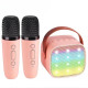 Kit de Karaoké Portable avec Enceinte LED et 2 Microphones Sans Fil Bluetooth avec Effets Sonores