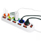 Bloc multiprise 5 prises couleur avec interrupteurs individuels 3680W maxi