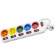 Bloc multiprise 5 prises couleur avec interrupteurs individuels 3680W maxi