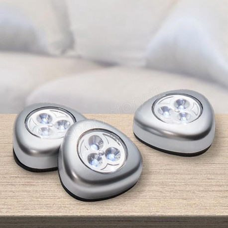 Lot de 3 Lampes LED à Poussoir sans Fil - Facile à Installer