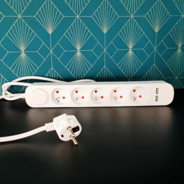 Bloc Multiprise 5 Prises avec USB et Interrupteur