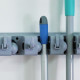 Accroche Balais Mural avec 5 Supports et 6 Crochets pour Ustensiles de Nettoyage avec Kit de Fixation