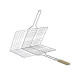 Double Grille Barbecue Rectangle 34x22 cm en Acier Chromé avec Manche en Bois
