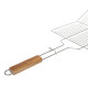 Double Grille Barbecue Rectangle 34x22 cm en Acier Chromé avec Manche en Bois