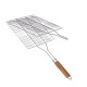 Double Grille Barbecue Rectangle 34x22 cm en Acier Chromé avec Manche en Bois