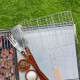 Double Grille Barbecue Rectangle 34x22 cm en Acier Chromé avec Manche en Bois