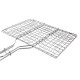 Double Grille Barbecue Rectangle 34x22 cm en Acier Chromé avec Manche en Bois