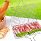 Double Grille Barbecue Rectangle 34x22 cm en Acier Chromé avec Manche en Bois