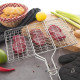Double Grille Barbecue Rectangle 34x22 cm en Acier Chromé avec Manche en Bois