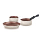 Set de 3 Casseroles Écru Tous Feux Arthur Martin 16-18-20 cm avec une Poignée