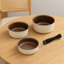 Set de 3 Casseroles Écru Tous Feux Arthur Martin 16-18-20 cm avec une Poignée