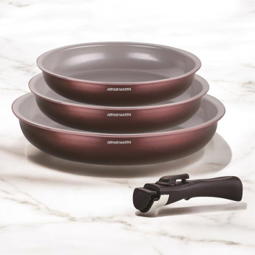 Set de 3 poêles Arthur Martin 20-24-28 cm tous feux avec poignée