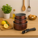 Set de 3 Casseroles Grenat Arthur Martin Tous Feux avec Poignée Amovible