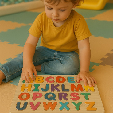 Pack De 2 Puzzles En Bois Jouet Éducatif Et Montessori Pour Enfants Lettres A-Z Et Chiffres 0-9 Dès 2 Ans