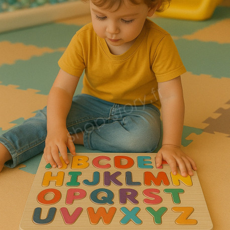 Pack De 2 Puzzles En Bois Jouet Éducatif Et Montessori Pour Enfants Lettres A-Z Et Chiffres 0-9 Dès 2 Ans
