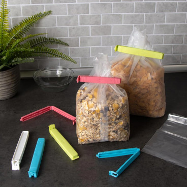 Clips de Fermeture Alimentaires (x18) – Réutilisables, Hermétiques et Colorés