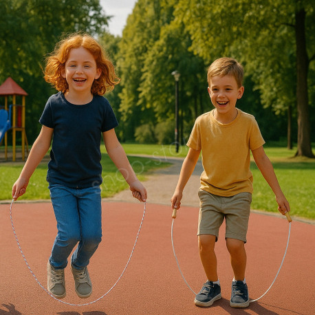Corde À Sauter 2.10 M Solide Et Légère Avec Poignées En Bois Naturel Pour Enfants Et Adultes Couleurs Aleatoires