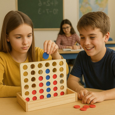Jeu 4 En Ligne en Bois Pour Enfants et Adultes Dès 6 Ans Jeu De Société Stratégique Ludique Et Éducatif Facile À Transporter