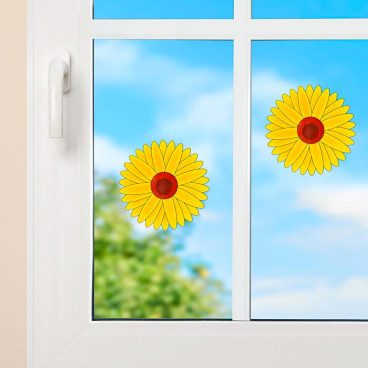 Stickers anti-mouches motif tournesol – Pack de 4, usage intérieur, non toxique