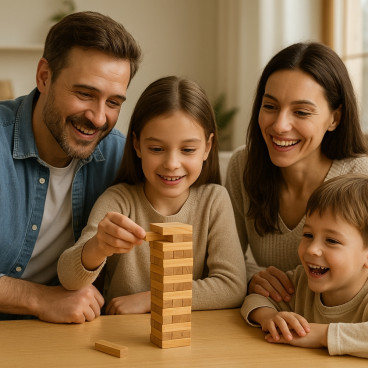 Jeu de la Tour Infernale En Bois Format Voyage 12 Cm Jeu d'Adresse À Empiler Enfants Et Adultes 36 Blocs - Dès 3 ans