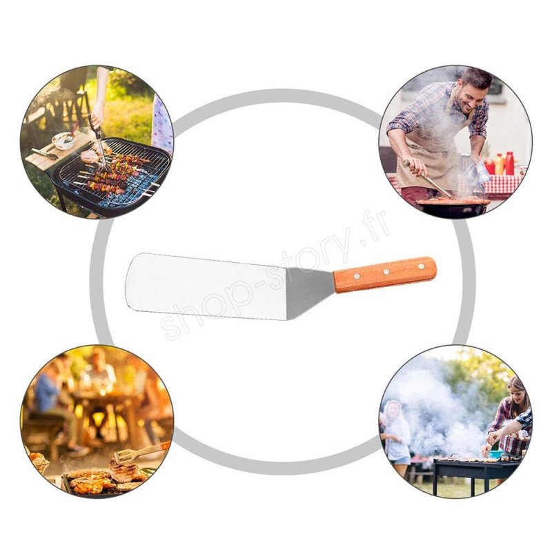 Spatule Double Usage Acier Inoxydable - Pour Sandwichs & Poissons Grillés - Design Ergonomique Avec Trou (rouge/noir)