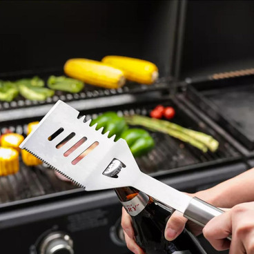 Spatule multifonctions en inox 35 cm – Outil 5 en 1 pour barbecue