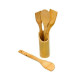 Lot d'Ustensiles de Cuisine en Bambou avec Pot