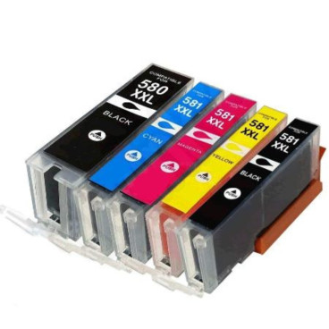 Pack de Cartouches 580/581 XL Compatibles pour Imprimante CANON 580/581 XL