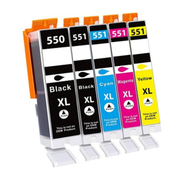 Pack de Cartouches 550/551 XL Compatibles pour Imprimante CANON 550/551 XL