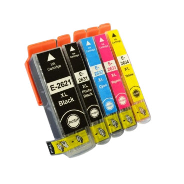Pack de Cartouches Encre Compatibles Epson T2636 26XL Couleur Noir Cyan Magenta Jaune