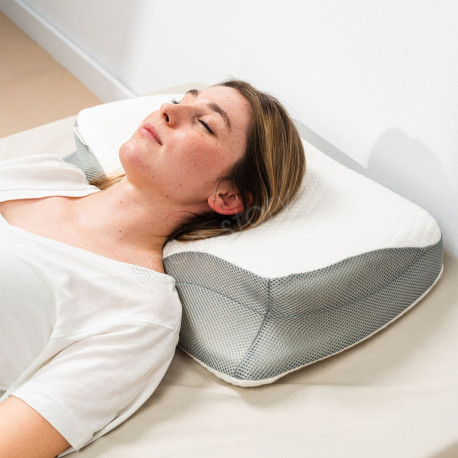 Oreiller Cervical Ergonomique 3 en 1 en Mousse Mémoire Forme avec Soutien du Cou et de la Colonne Vertébrale
