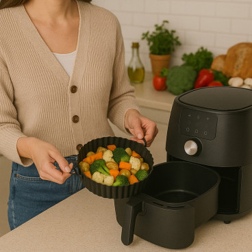 Moule Rond pour Air Fryer en Silicone Alimentaire 20 cm x 5 cm Résistant Antiadhésif et Réutilisable avec Poignées