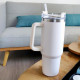 Mug Thermique Inox 1200ml avec Paille et Couvercle Étanche