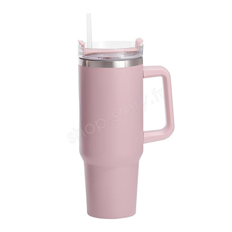 Mug Thermique Inox 1200ml avec Paille et Couvercle Étanche