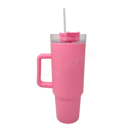 Mug Thermique 1100ml avec Paille et Poignée – Étanche et Lavable