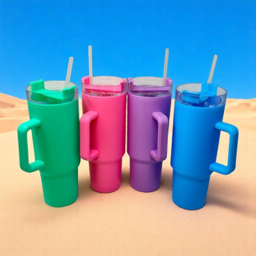 Mug Thermique 1100ml avec Paille et Poignée – Étanche et Lavable