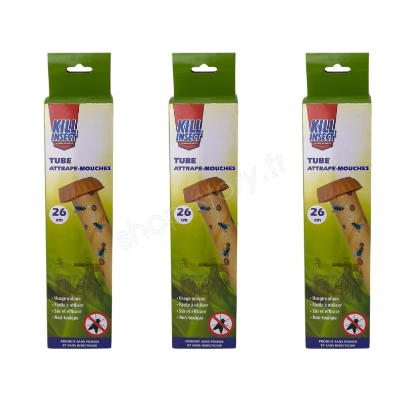 Pack De 3 Bâtons Collants Attrape-insectes - Pour Mouches Et Moustiques, Usage Intérieur/extérieur, Dimensions 26x6.5 Cm, Sans Produit Chimique