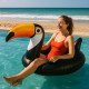 Bouée Gonflable Géante Forme Toucan 128 cm Mulitcolore avec Poignées pour Enfants et Adultes Piscine ou Plage