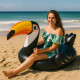 Bouée Gonflable Géante Forme Toucan 128 cm Mulitcolore avec Poignées pour Enfants et Adultes Piscine ou Plage