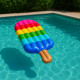 Bouée Gonflable Géante Forme Glace 107 cm Mulitcolore pour Enfants et Adultes Piscine ou Plage