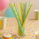 Pailles en papier rayées multicolores – Lot de 50 – 20 cm – Fête, anniversaire, cocktail