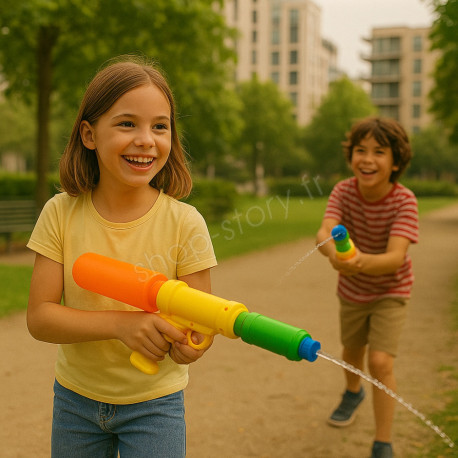 Pistolet à Eau Enfant Maxi Jet Longueur 45 cm Couleur Aléatoire pour Jeux de Plein Air et Batailles Aquatiques