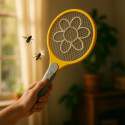 Raquette Anti-Moustique Électrique à Piles Format XL 48 cm Grille Haute Tension Pour Insectes