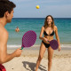 Set de Tennis de Plage 2 Raquettes en Plastique 50 cm avec 2 Balles en Mousse et Housse de Transport - Couleur Aléatoire