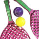Set de Tennis de Plage 2 Raquettes en Plastique 50 cm avec 2 Balles en Mousse et Housse de Transport - Couleur Aléatoire