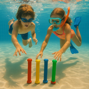Kit de 4 Bâtons de Plongée Multicolore pour Piscine Jeu Aquatique pour Apprentissage Natation
